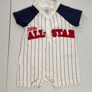 Boys Child of Mine Onesie Little All Star Color Blue and White Size 0-3 Months